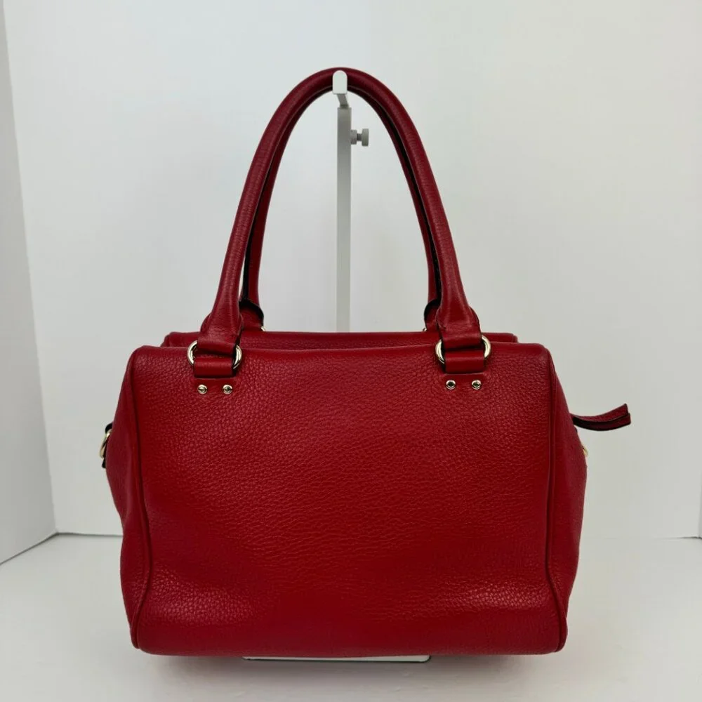 Kate Spade Red Pebbled Leather Satchel Handbag